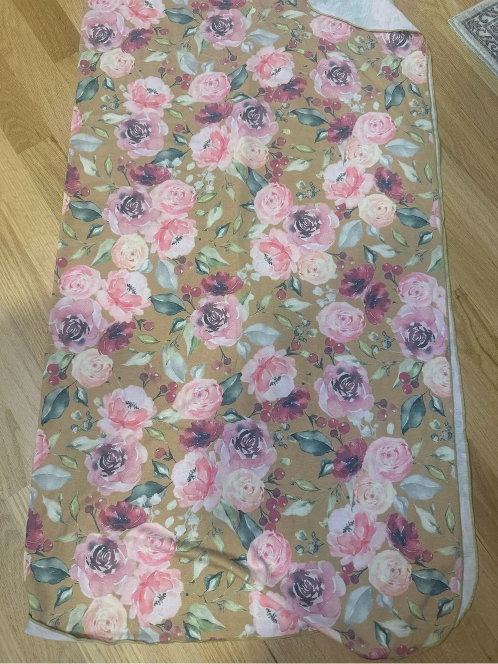 Toby / Floral Baby Swaddle Sack with Pink Rose Print